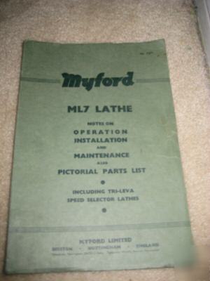 Myford ML7 lathe operation manual