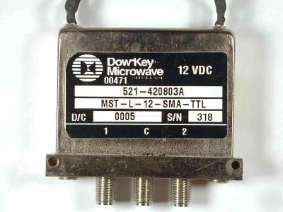 Sma switch 1P2T 18GHZ terminated latch ttl 12VDC dowkey