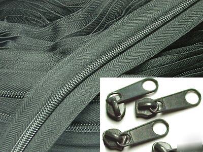 #5 nylon coil zipper chain 10YD (578) grey + 25 sliders