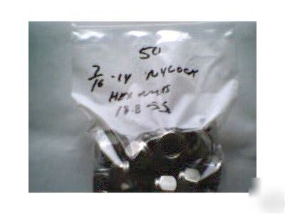 50 7/16-14 stainless steel nylock hex nuts 