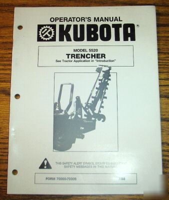Kubota B7200 thru B9200 trencher operator manual