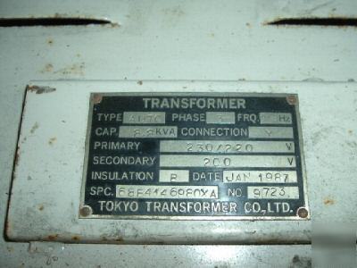 8.8 kva 230V to 200 3 phase step up or down transformer