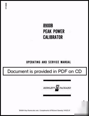 Agilent hp 8900B calibrator operation & service manual