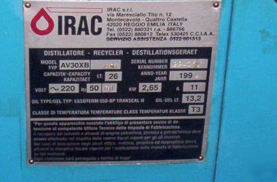Irac av 30 xb solvent recovery distillation evaporator