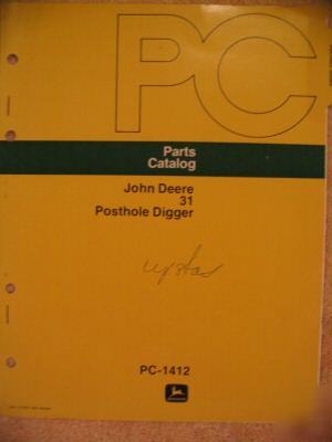 John deere 31 posthole post hole digger parts manual