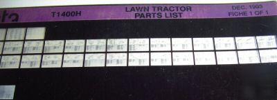 Kubota T1400H lawn tractor parts catalog microfiche