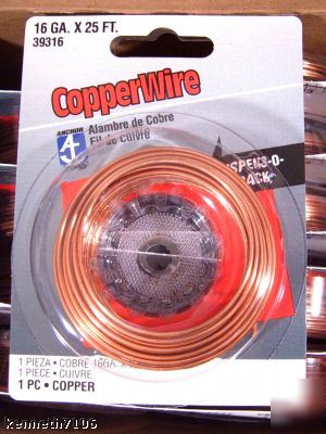 Solid copper 16 ga. 100' craft electric art anchor wire