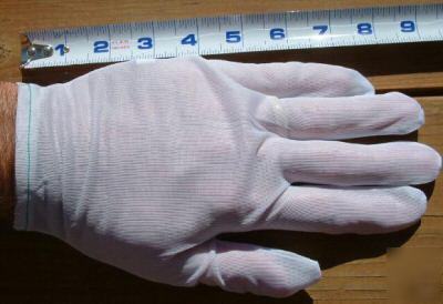 24 prs nylon inspection gloves mens no cotton lint lrg 