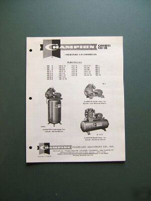 Champion hs-vs-bs single stage compressor guide/manual