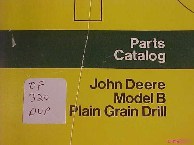 John deere model b plain grain drill parts catalog