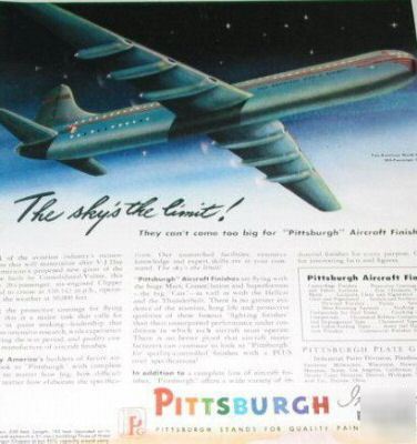Ppg pittsburgh industrial paints aircraft art-1945 ad