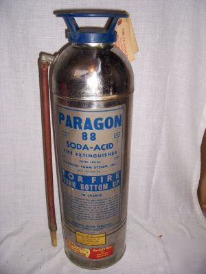 Vintage fire extinquisher paragon soda acid stainless