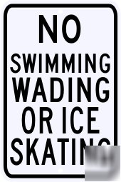 No swimming wading ice skating sign 12