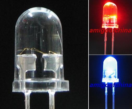50X 5MM red / blue flash led bulb alarm free resistors