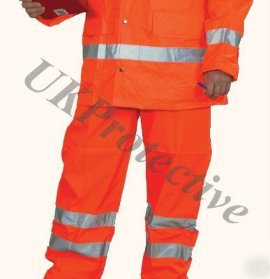 Hi vis 3M orange waterproof contractor trousers - 2XL