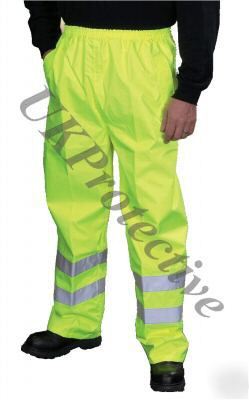 Hi vis viz yellow waterproof contractor trousers - l