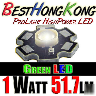 High power led set of 1000 prolight 1W green 51.7 lumen