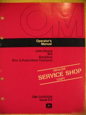John deere 165 backhoe 3-point hitch operator manual