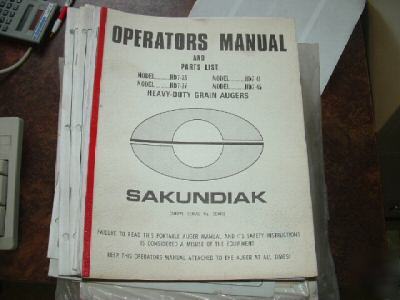 Operator's manual, parts list, sakundiak grain augers