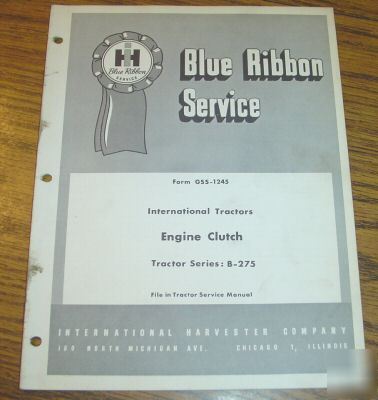 Ih 275 tractor engine clutch service manual book