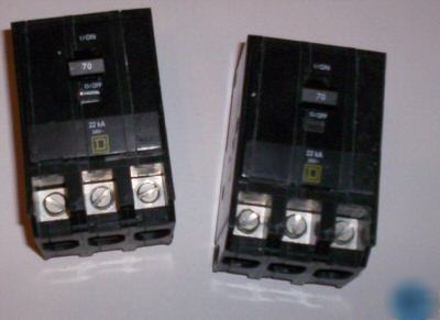 70 amp square d circuit breakers (lot of 2)