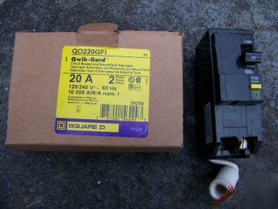 New square d QO220GFI 2POLE 20AMP gfi circuit breaker 
