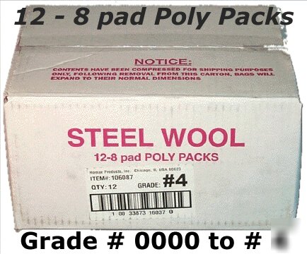 Steel wool 12-8 pad packs pick the grade