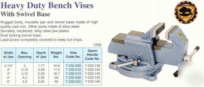 Bison heavy duty bench vise with swivel base 5