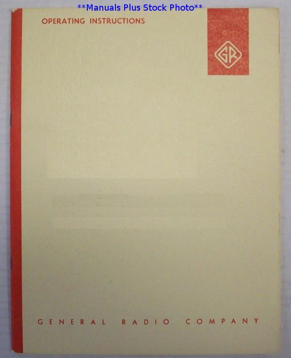 General radio gr 1021-a op/service manual - $5 shipping
