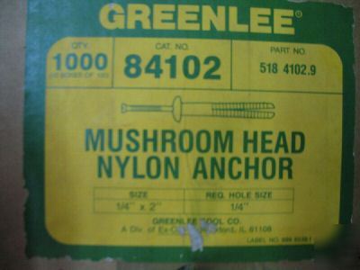 100 greenlee mushroom head nylon anchors 1/4