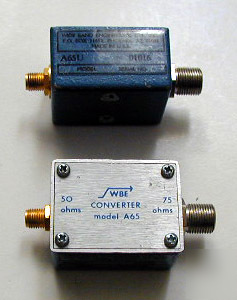 50 ohm sma to 75 ohm type f impedance converter A65U
