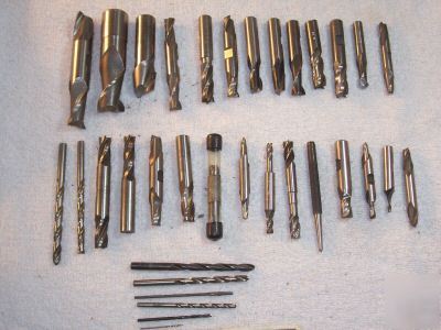 Lot of (34) used end mills/misc tools, tools