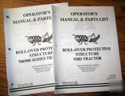 Grasshopper tractor rops roll over op & parts manual