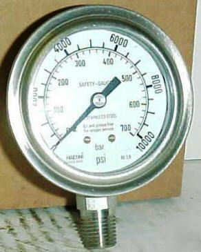 Haenni stainless safety pressure gauge 10000 psi 2-1/2