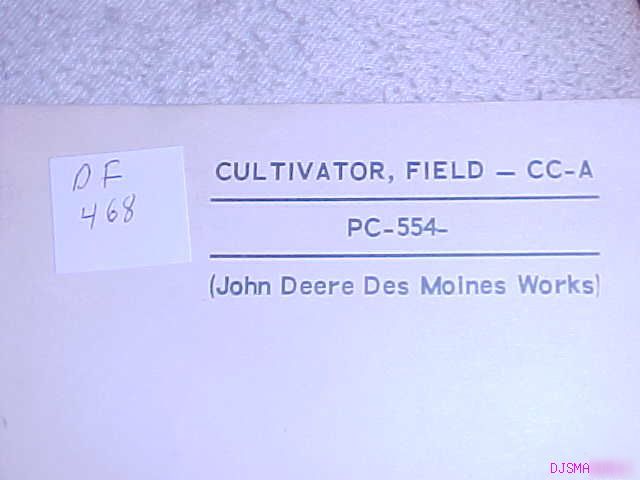 John deere cc a field cultivator parts catalog
