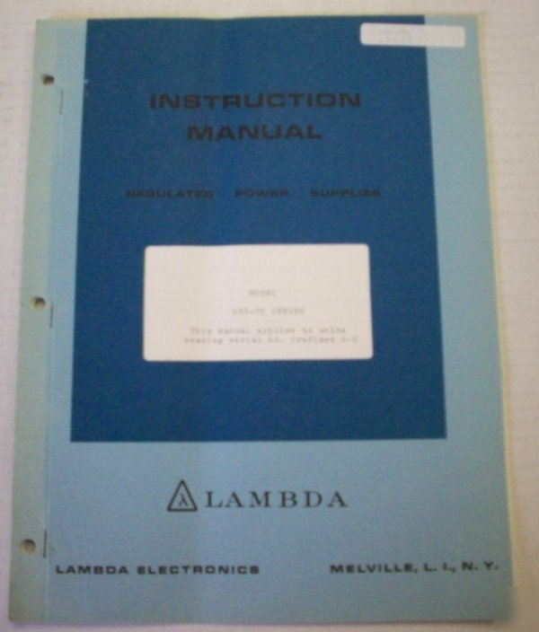 Lambda lxs-cc series instruction manual - $5 shipping 