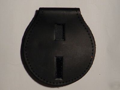Strong clip on badge holder circle velcro closure blk