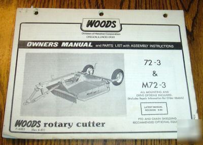 Woods 72-3 M72-3 rotary mower operator's parts manual