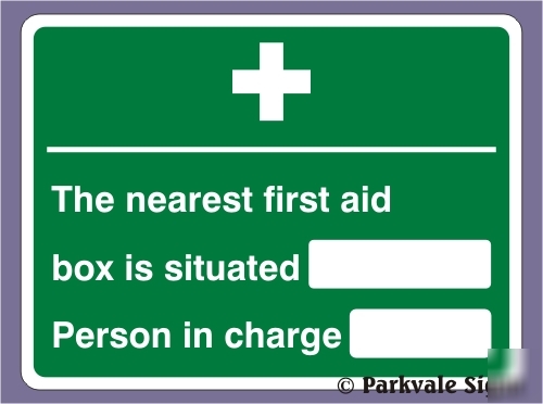 300X200 nearest first aid box sign - rigid (0446)
