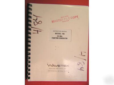 Wavetek 190 function generator op/svc manual