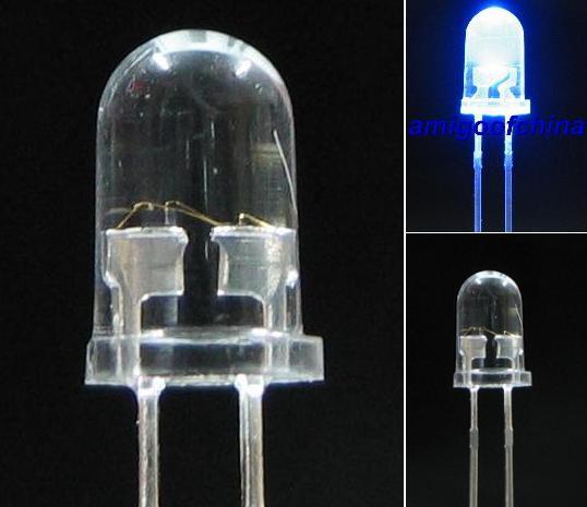 50X 5MM blue flash led bulb light alarm free resistors