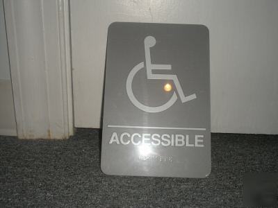 Ada grey handicap accessible braille/symbol/text sign