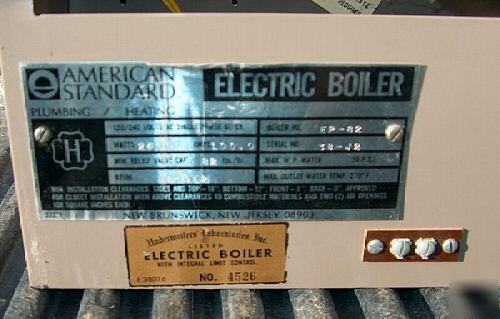 American standard electro-hydronic heating unit