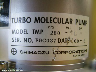Shimadzu turbomolecular turbopump tmp 280-l