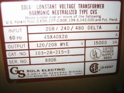Sola power center constant voltage transformer 