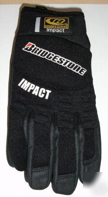 Bridgestone black impact work gloves sz large