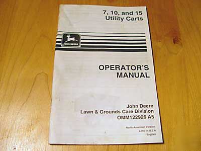 John deere 7 10 15 cart operator's manual jd