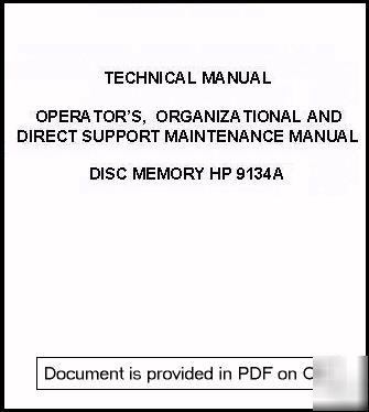 Agilent hp 9134A disc memory operation & service manual