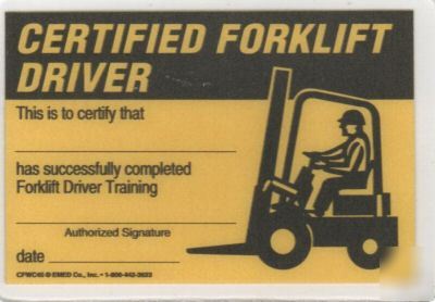 Certified forklift driver certification wallet cards