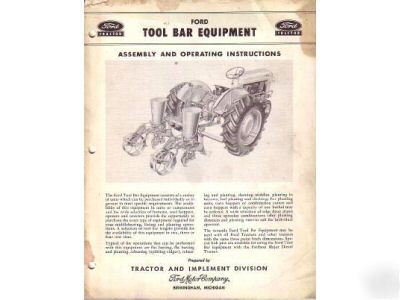 Ford tool bar assembly operator's manual 1956